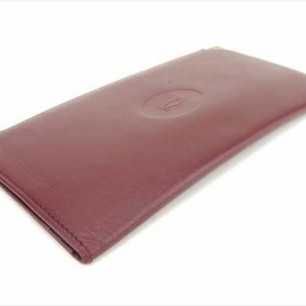 Cartier Wallet Purse Mastline Red Gold leather Woman unisex Authentic Used - Picture 4 of 8